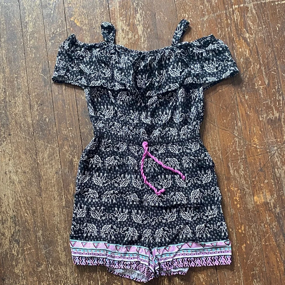 JUSTICE Girls size 12 Elephant Shorts Romper